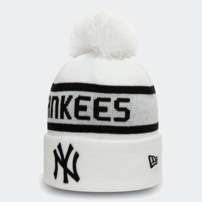 New Era New York Yankees Black Stripe Cuff Bobble Beanie Hat