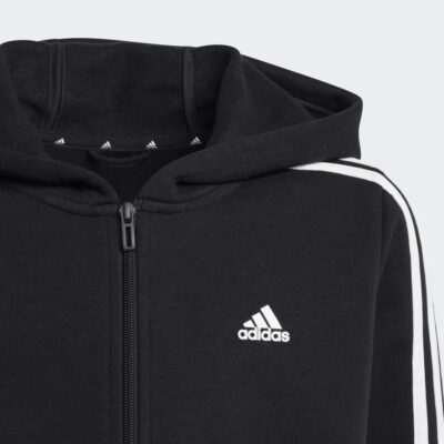 adidas Essentials 3-Stripes Fleece Full-Zip Παιδική Ζακέτα με Κουκούλα