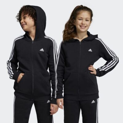 adidas Essentials 3-Stripes Fleece Full-Zip Παιδική Ζακέτα με Κουκούλα