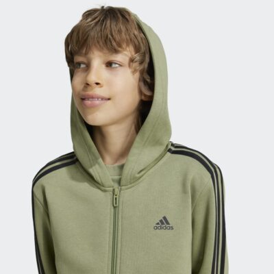 adidas Essentials 3-Stripes Fleece Full-Zip Παιδική Ζακέτα με Κουκούλα