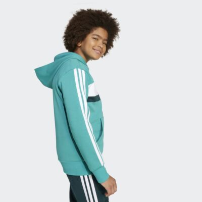 adidas Seasonal Essentials Tiberio 3-Stripes Fleece Παιδικό Φούτερ με Κουκούλα