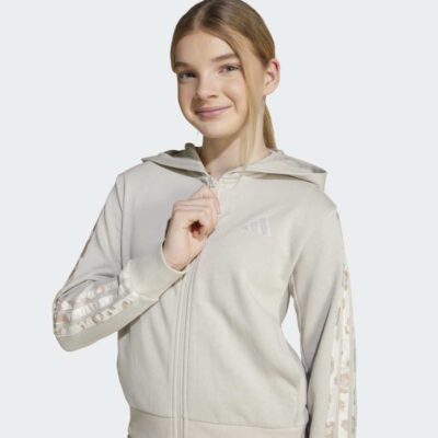 adidas Girls 3-Stripes Animal French Terry Hooded Παιδική Ζακέτα με Κουκούλα